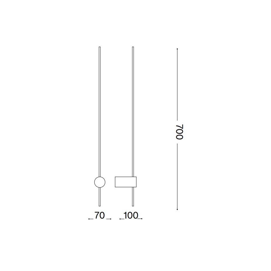 Ideal Lux - LED-seinävalaisin ESSENCE LED/12W/230V 2700K 70 cm CRI 90 musta