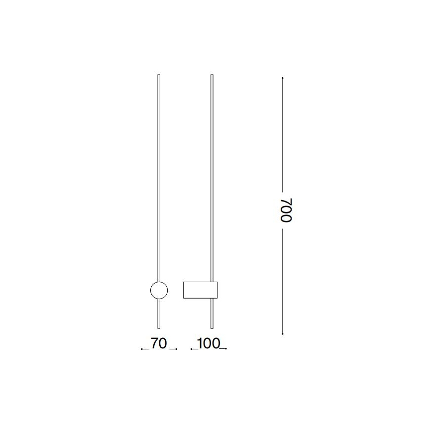 Ideal Lux - LED-seinävalaisin ESSENCE LED/12W/230V 3000K 70 cm CRI 90 musta