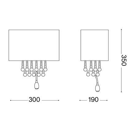 Ideal Lux - LED-kristallinen seinävalaisin OPERA 2xE14/40W/230V + LED/1W valkoinen