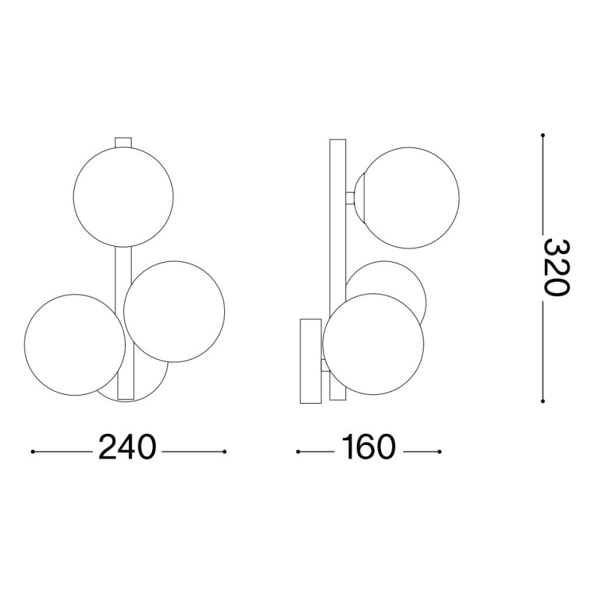 Ideal Lux - LED-seinävalaisin PERLAGE 3xG9/3W/230V kulta/valkoinen