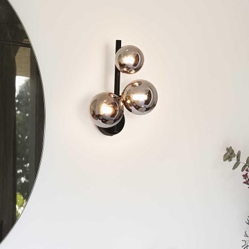 Ideal Lux - LED-seinävalaisin PERLAGE 3xG9/3W/230V musta/savuinen