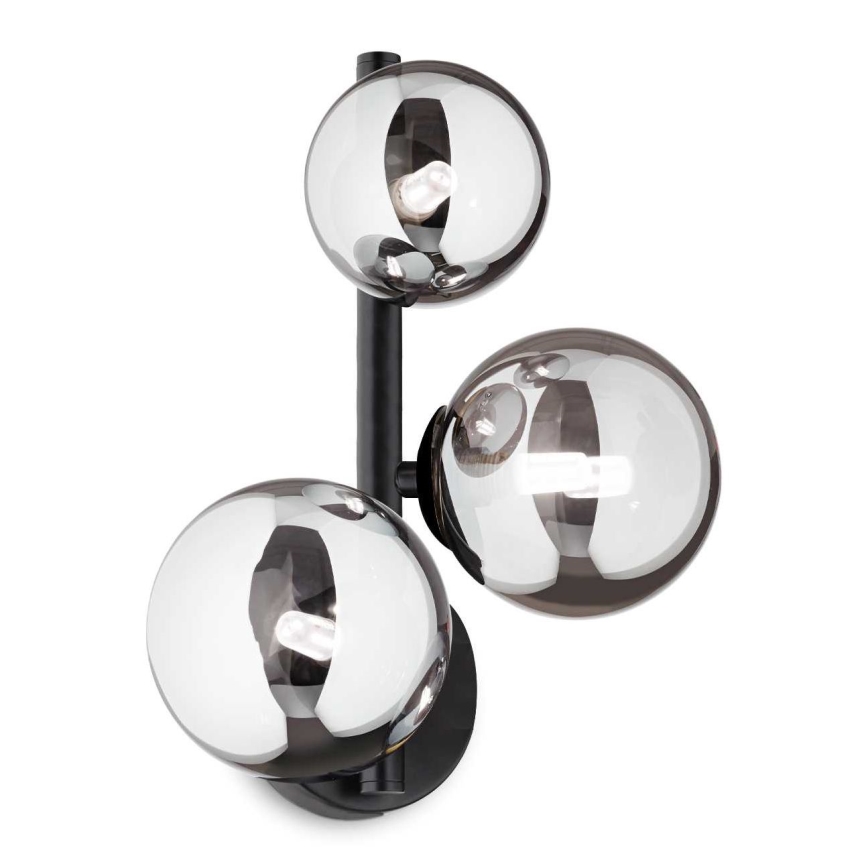 Ideal Lux - LED-seinävalaisin PERLAGE 3xG9/3W/230V musta/savuinen