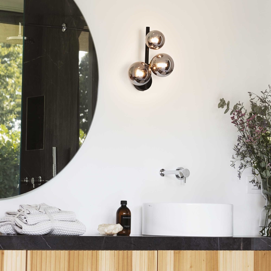 Ideal Lux - LED-seinävalaisin PERLAGE 3xG9/3W/230V musta/savunmusta