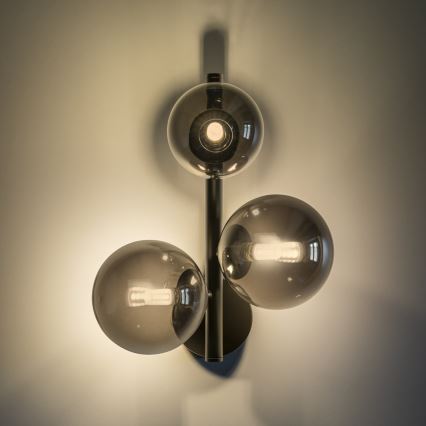 Ideal Lux - LED-seinävalaisin PERLAGE 3xG9/3W/230V musta/savunmusta