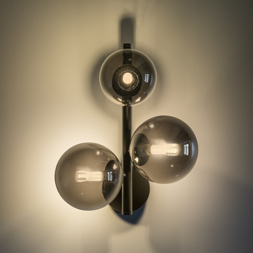 Ideal Lux - LED-seinävalaisin PERLAGE 3xG9/3W/230V musta/savunmusta
