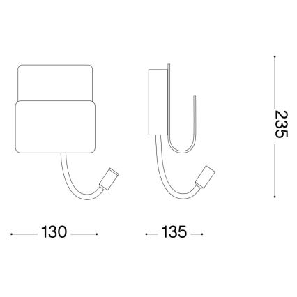 Ideal Lux - LED-seinävalaisin kanssa joustava pieni lamppu PROBE LED/9,5W/230V USB CRI 90 musta