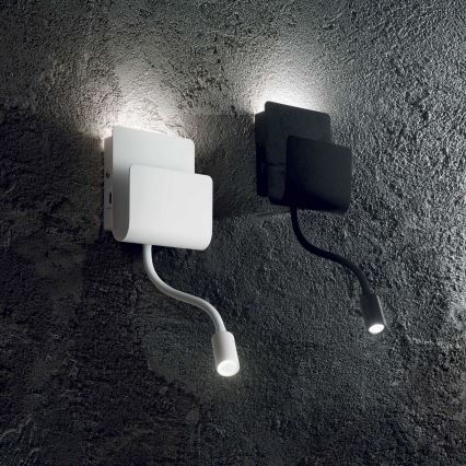 Ideal Lux - LED-seinävalaisin kanssa joustava lampičkou PROBE LED/9,5W/230V USB CRI 90 valkoinen