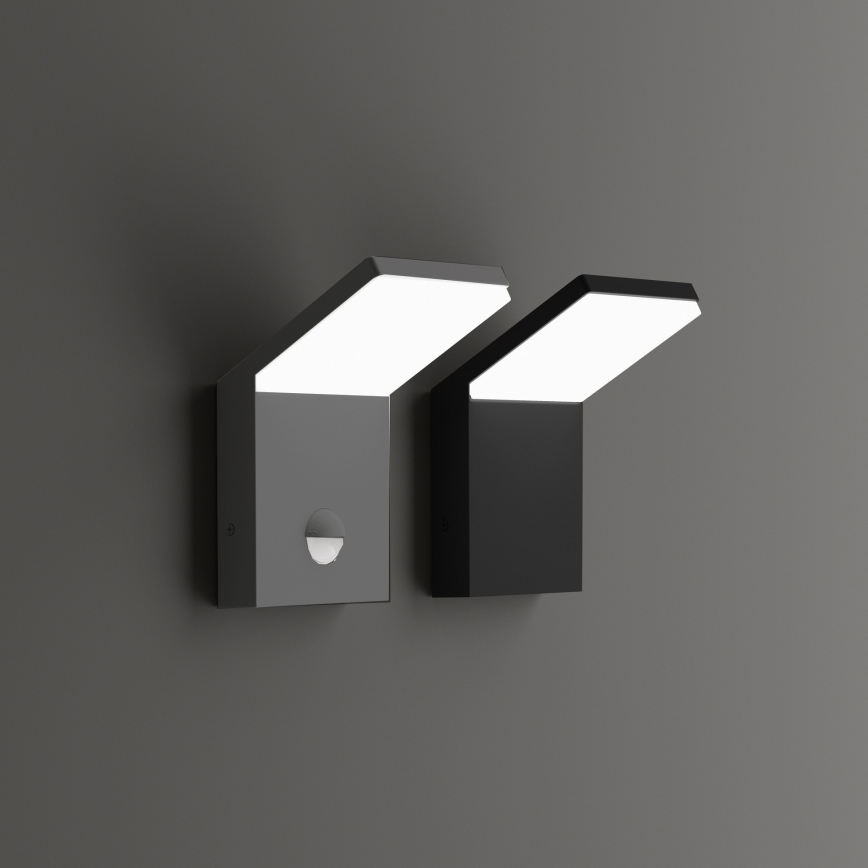 Ideal Lux - LED-ulkovalaisin liiketunnistimella STYLE LED/9W/230V 4000K CRI 90 IP54 antrasiitti