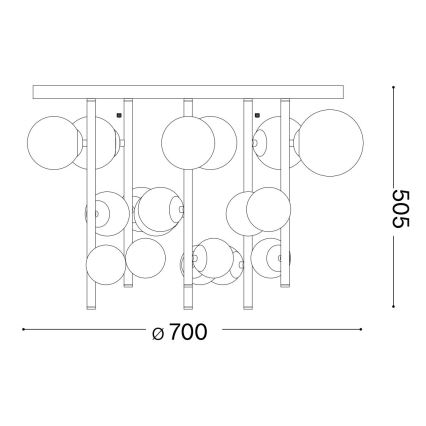 Ideal Lux - LED-varrellinen kattokruunu PERLAGE 18xG9/3W/230V Ø 70 cm musta/savunmusta