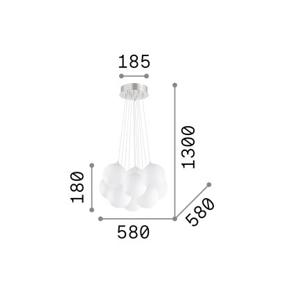 Ideal Lux - MAPA vaijeririippuvalaisin 11xE14/40W/230V halkaisija 58 cm valkoinen
