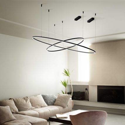 Ideal Lux - LED-riippuvalaisin vaijerilla ORACLE LED/53W/230V 3000K CRI 90 halkaisija 90 cm musta