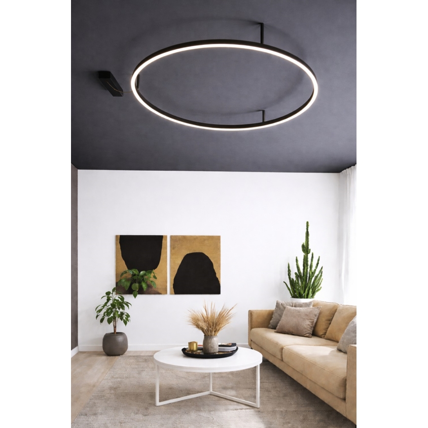 Ideal Lux - LED-kattovalaisin ORACLE SLIM LED/53W/230V 4000K CRI 90 halkaisija 90 cm musta