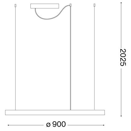 Ideal Lux - ORACLE SLIM LED -riippuvalaisin vaijerilla LED/53W/230V 4000K CRI 90, halkaisija 90 cm, kultainen