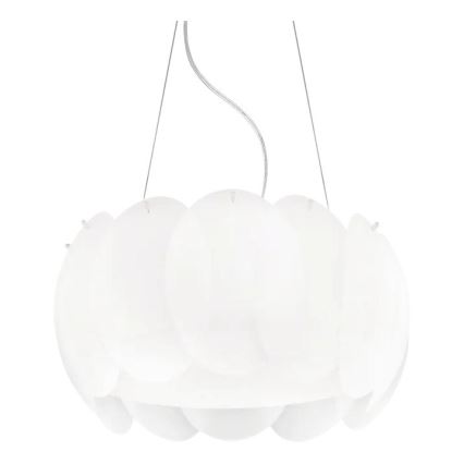 Ideal Lux - OVALINO riippuvalaisin vaijerilla 5xE27/60W/230V Ø 44 cm valkoinen