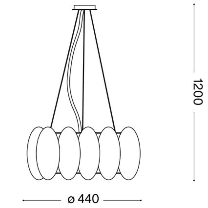 Ideal Lux - OVALINO riippuvalaisin vaijerilla 5xE27/60W/230V Ø 44 cm valkoinen