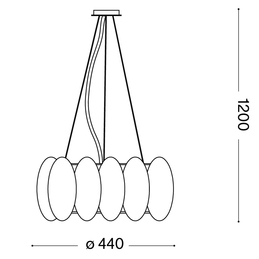 Ideal Lux - OVALINO riippuvalaisin vaijerilla 5xE27/60W/230V Ø 44 cm valkoinen