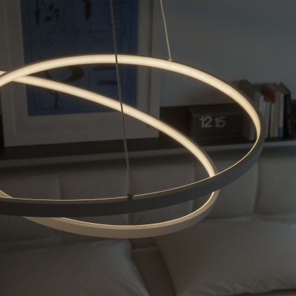 Ideal Lux - OZ LED himmennettävä vaijeririippuvalaisin, 48 W, 230 V, halkaisija 60 cm, CRI 90, valkoinen