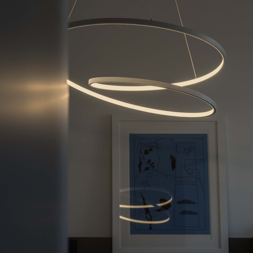 Ideal Lux - OZ LED himmennettävä vaijeririippuvalaisin, 48 W, 230 V, halkaisija 60 cm, CRI 90, valkoinen