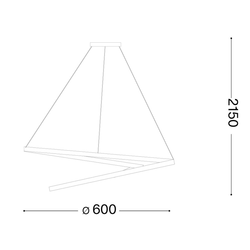Ideal Lux - OZ LED himmennettävä vaijeririippuvalaisin, 48 W, 230 V, halkaisija 60 cm, CRI 90, valkoinen