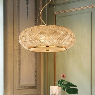 Ideal Lux - PASHA LED-kristallikattokruunu vaijerilla 14xE14/40W/230V halkaisija 65 cm kultainen