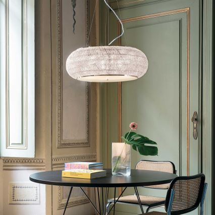 Ideal Lux - LED-kristallikattovalaisin vaijerilla PASHA 14xE14/40W/230V halkaisija 65 cm kiiltävä kromi