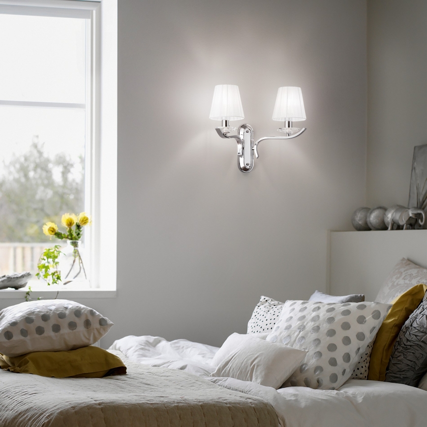 Ideal Lux - PEGASO kristalliseinävalaisin 2xE14/28W/230V kiiltävä kromi