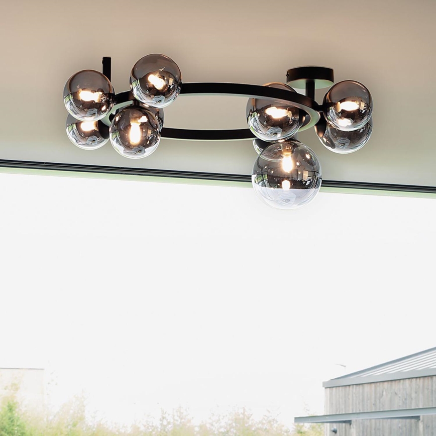 Ideal Lux - LED pintakiinnitteinen kattokruunu PERLAGE 10xG9/3W/230V Ø 70 cm musta/savunmusta