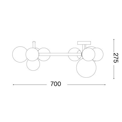 Ideal Lux - LED pintakiinnitteinen kattokruunu PERLAGE 10xG9/3W/230V Ø 70 cm musta/savunmusta