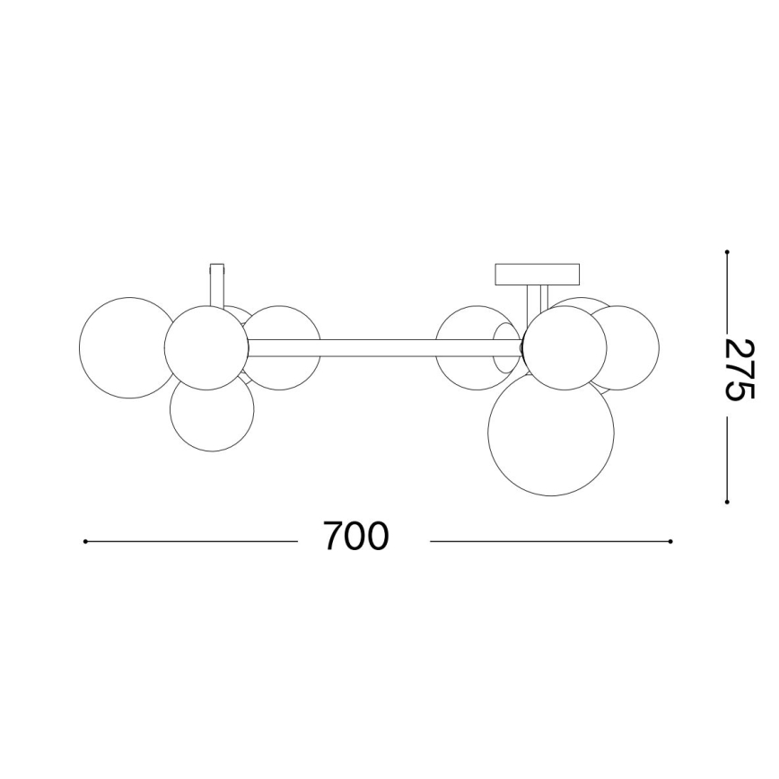 Ideal Lux - LED pintakiinnitteinen kattokruunu PERLAGE 10xG9/3W/230V Ø 70 cm musta/savunmusta