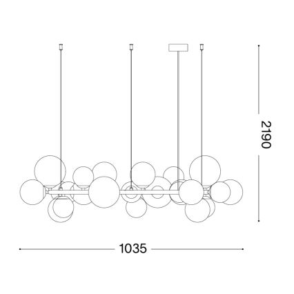 Ideal Lux - PERLAGE LED-riippuvalaisin johdolla 25 x G9/3W/230V 110 cm kultainen/savunbeige