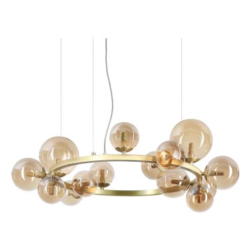 Ideal Lux - PERLAGE LED-riippuvalaisin vaijerilla 14xG9/3W/230V, halkaisija 85 cm, kultainen/savunbeige