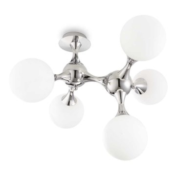 Ideal Lux - Pintakiinnitteinen kattovalaisin NODI 5xE14/28W/230V 50x55 cm kiiltävä kromi/valkoinen