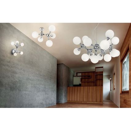 Ideal Lux - Pintakiinnitteinen kattovalaisin NODI 5xE14/28W/230V 50x55 cm kiiltävä kromi/valkoinen