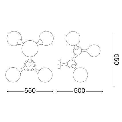 Ideal Lux - Pintakiinnitteinen kattovalaisin NODI 5xE14/28W/230V 50x55 cm kiiltävä kromi/valkoinen