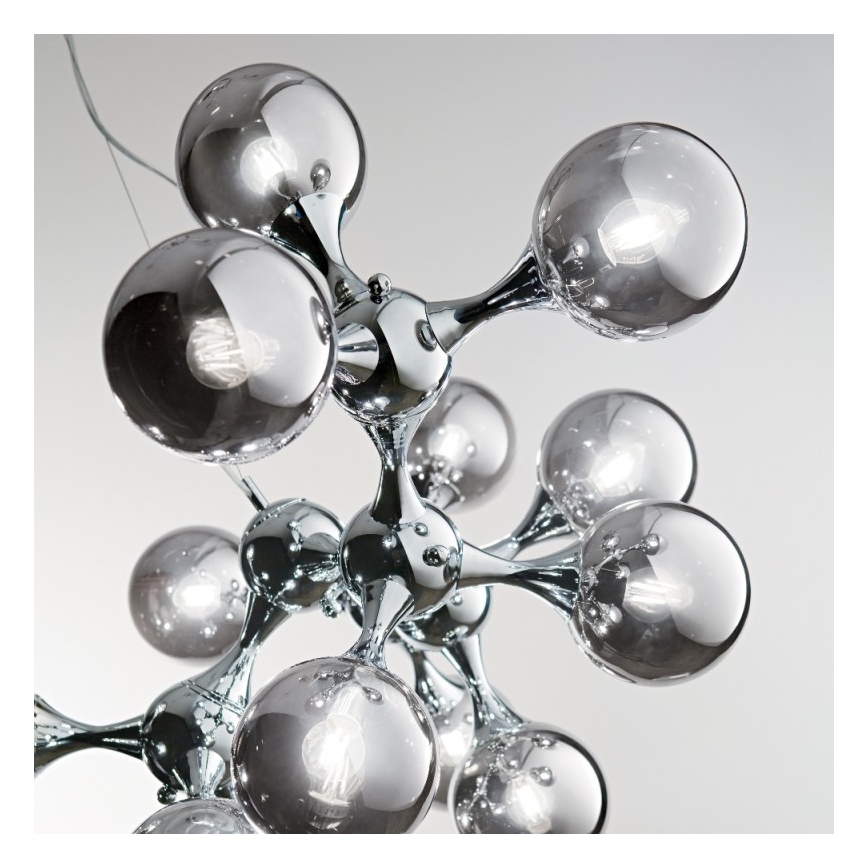 Ideal Lux - Riippuvalaisin vaijereilla NODI 15xE14/28W/230V Ø 105 cm kiiltävä kromi