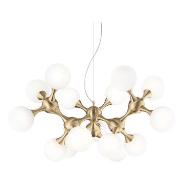 Ideal Lux - riippuvalaisin vaijerikiinnityksellä NODI 15xE14/28W/230V halkaisija 105 cm messinki/valkoinen