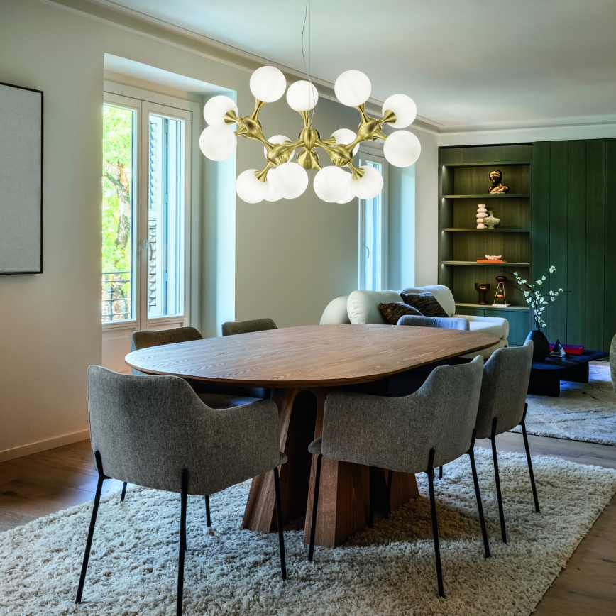 Ideal Lux - riippuvalaisin vaijerikiinnityksellä NODI 15xE14/28W/230V halkaisija 105 cm messinki/valkoinen