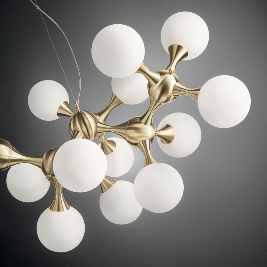 Ideal Lux - riippuvalaisin vaijerikiinnityksellä NODI 15xE14/28W/230V halkaisija 105 cm messinki/valkoinen