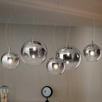 Ideal Lux - Riippuvalaisin vaijerilla NEMO PLUS 5xE27/42W/230V kiiltävä kromi/savunharmaa