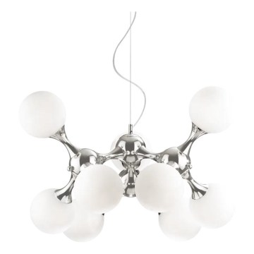 Ideal Lux - Riippuvalaisin vaijerilla NODI 9xE14/28W/230V halkaisija 80 cm kiiltävä kromi/valkoinen