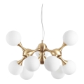 Ideal Lux - Riippuvalaisin vaijerilla NODI 9xE14/28W/230V, halkaisija 80 cm, messinki/valkoinen