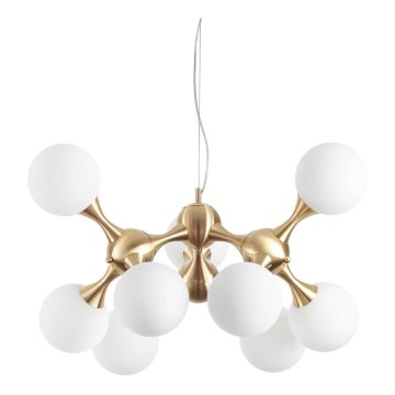 Ideal Lux - Riippuvalaisin vaijerilla NODI 9xE14/28W/230V, halkaisija 80 cm, messinki/valkoinen