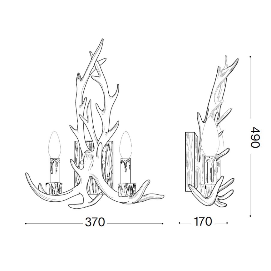 Ideal Lux - seinävalaisin CHALET 2xE14/40W/230V sarvet