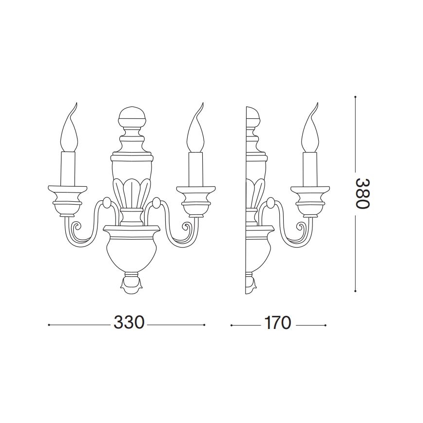 Ideal Lux - Seinävalaisin FIRENZE 2xE14/40W/230V valkoinen/kulta