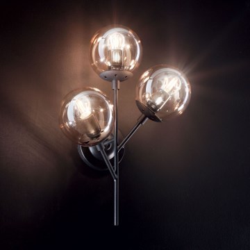 Ideal Lux - Seinävalaisin KEPLER 3xE27/42W/230V musta/savuinen