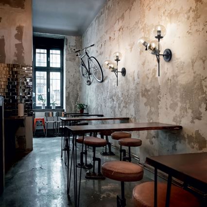 Ideal Lux - Seinävalaisin KEPLER 3xE27/42W/230V musta/savuinen