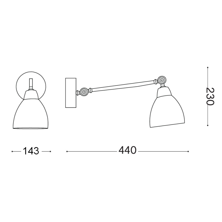 Ideal Lux - Seinävalaisin NEWTON 1xE27/42W/230V musta