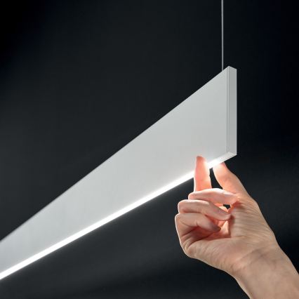 Ideal Lux - STEEL LED, LED-riippuvalaisin vaijerilla 24W/230V 3000K CRI 90 120 cm, valkoinen