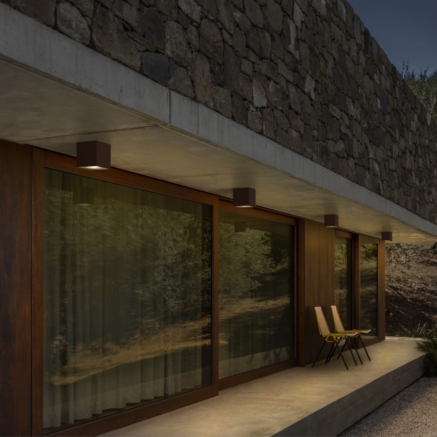 Ideal Lux - ulkokohdevalaisin TECHO 1xGU10/20W/230V 15x15 cm IP54 ruskea