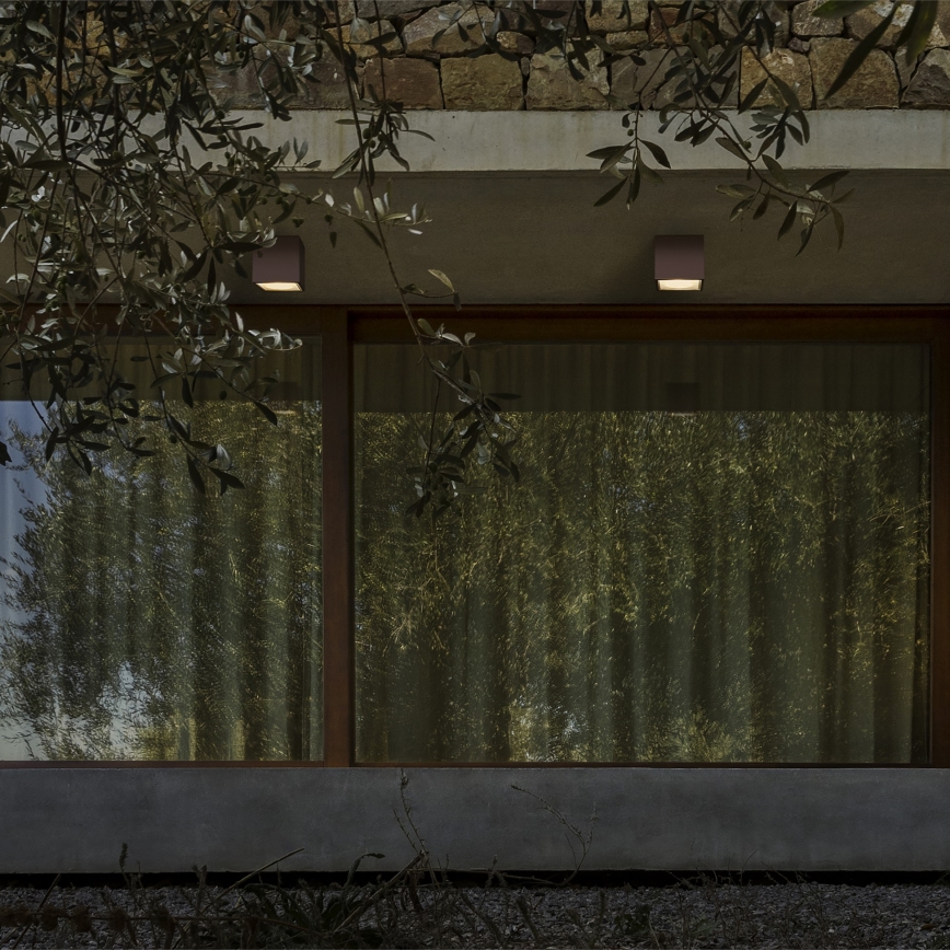 Ideal Lux - Ulkokohdevalaisin TECHO 1xGU10/20W/230V 9x9 cm IP54 ruskea